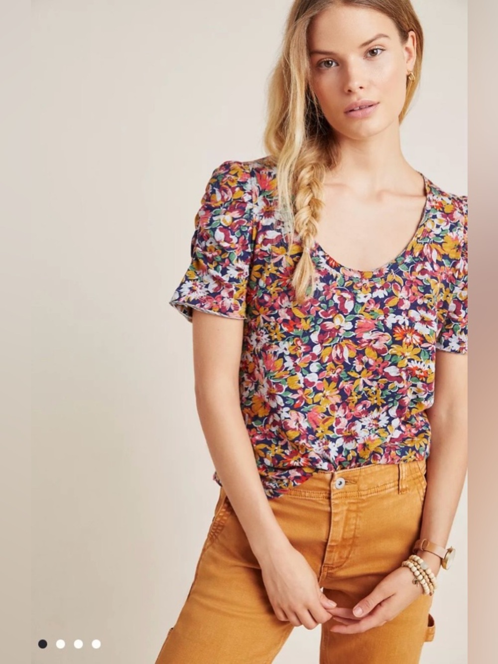 Anthropologie Maeve Saralee Sheer-Ruched Top